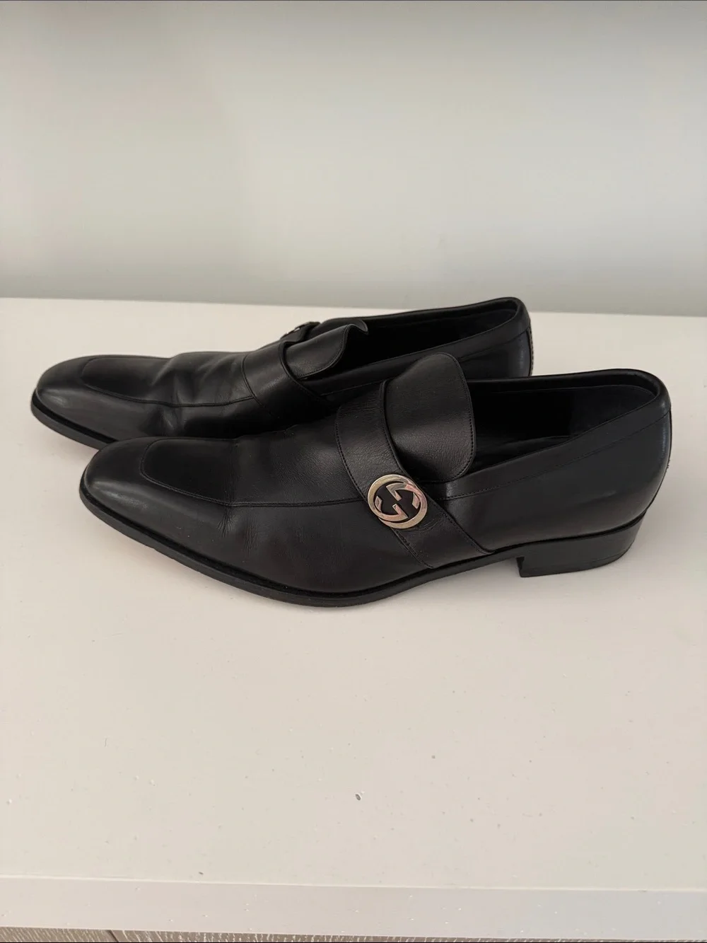 Gucci Black Leather Men's Loafers with Signature Interlocking G Perfect 🤩